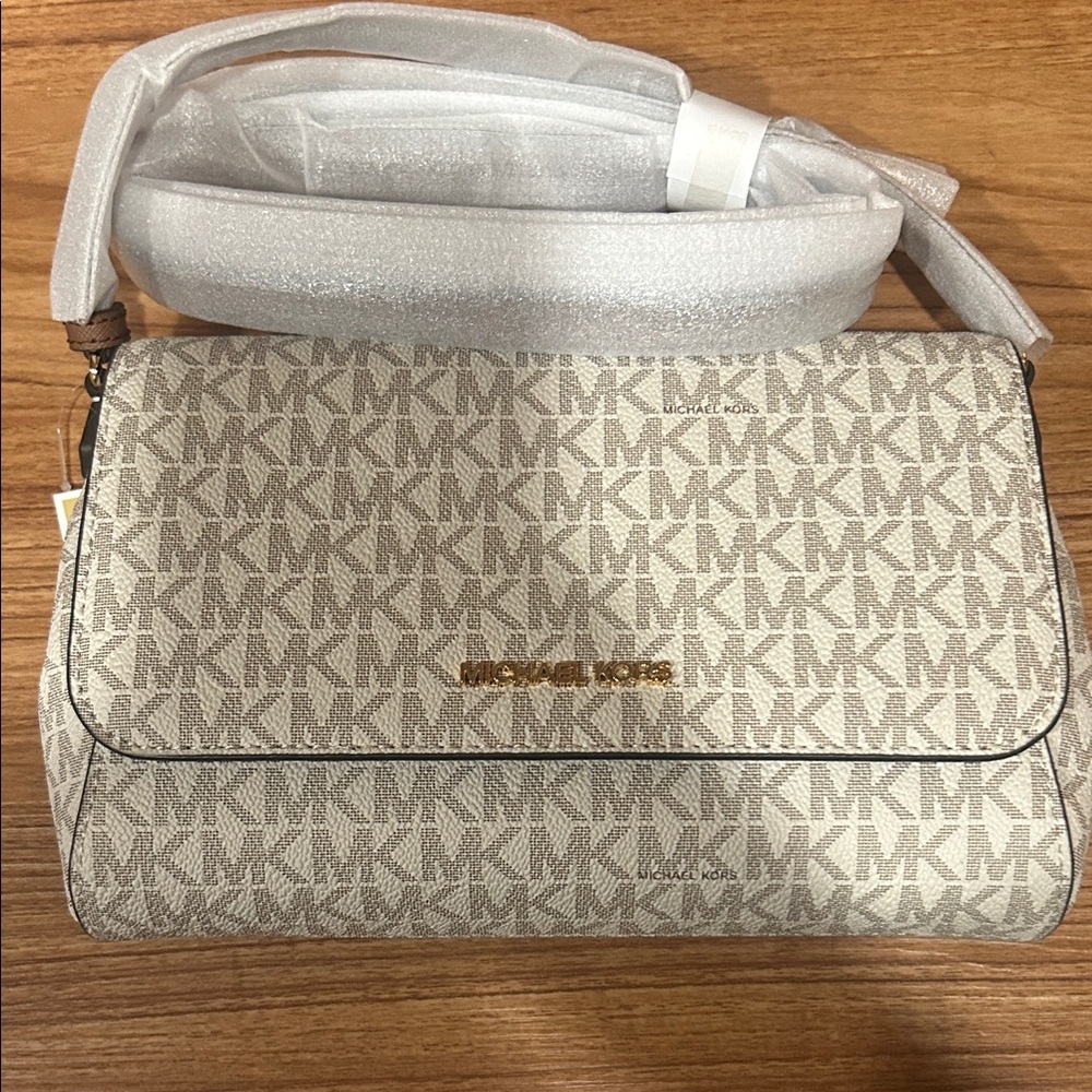 Michael Kors Beige Monogram Crossbody Bag